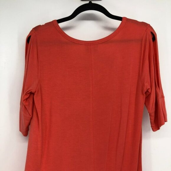 DKNY coral 1/3 short slit sleeves scoop neck t-shirt small - Picture 7 of 14